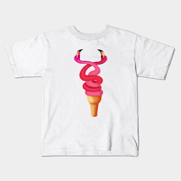 Tropical Floral Icecream, Love Flamingos Kids T-Shirt by dukito